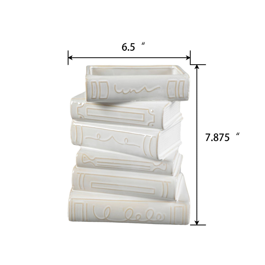 Stacked Books Ceramic Vase