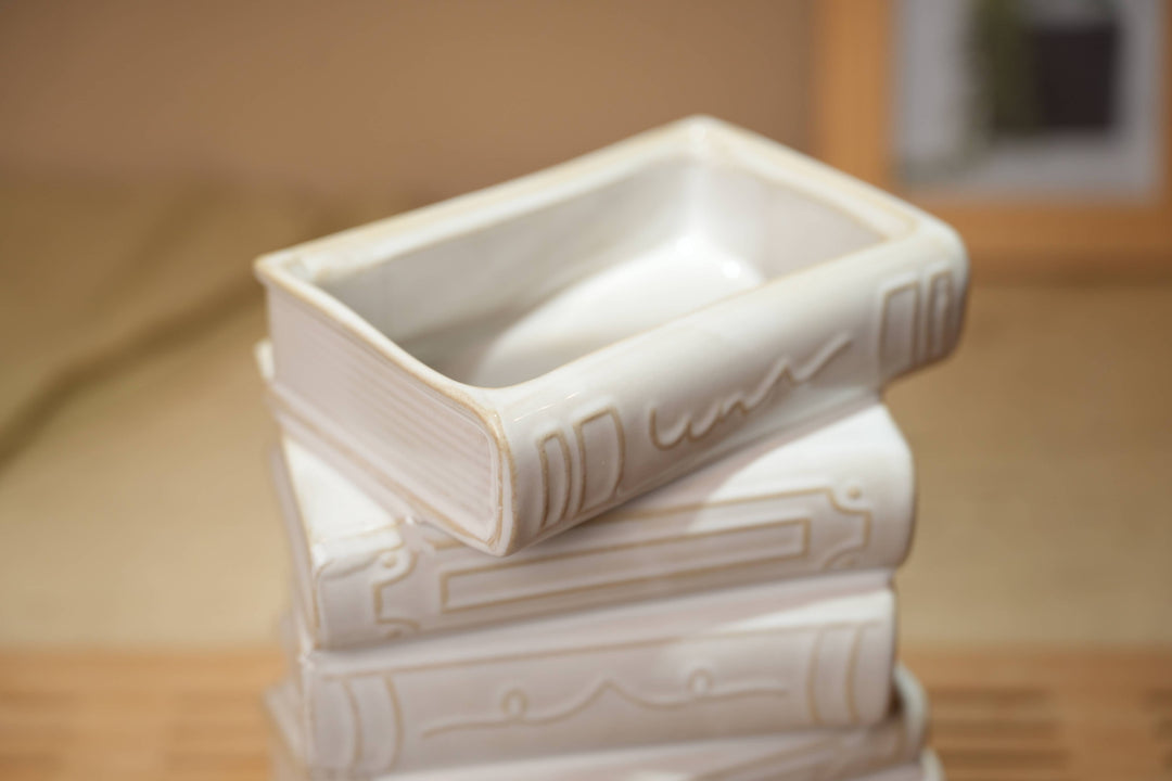Stacked Books Ceramic Vase
