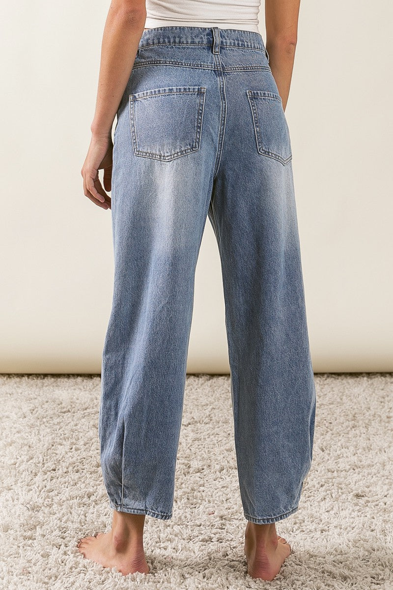 Pleated Denim Pants