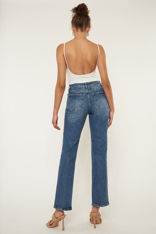 High Rise True Straight Jeans