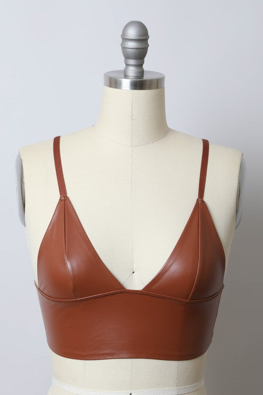 Vegan Leather Long Line Bralette