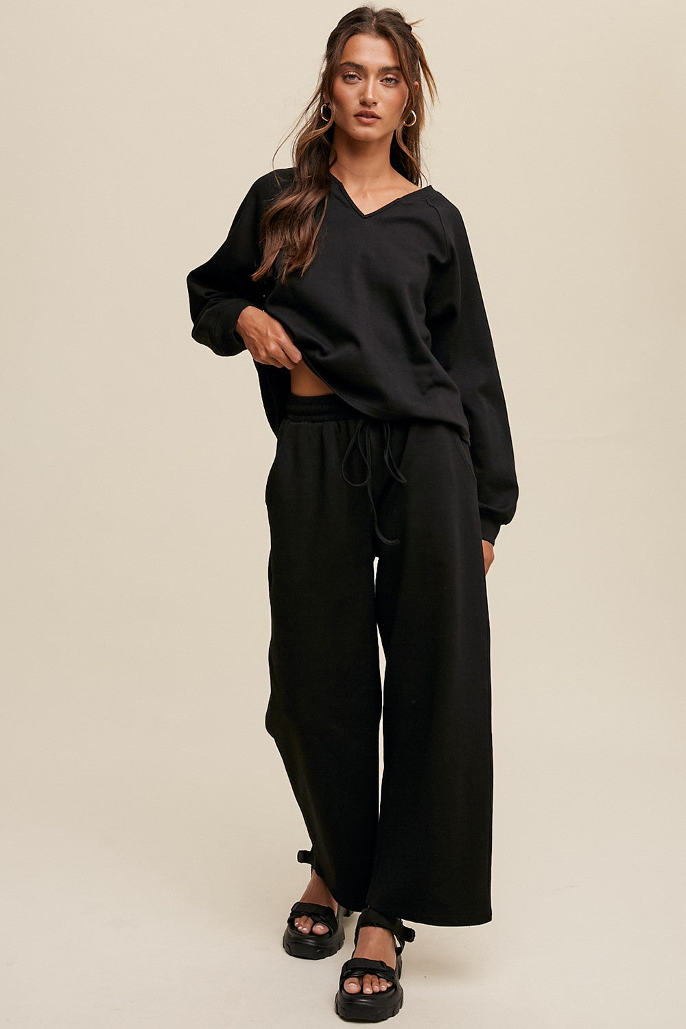 V Neck Sweatshirt & Pant Set