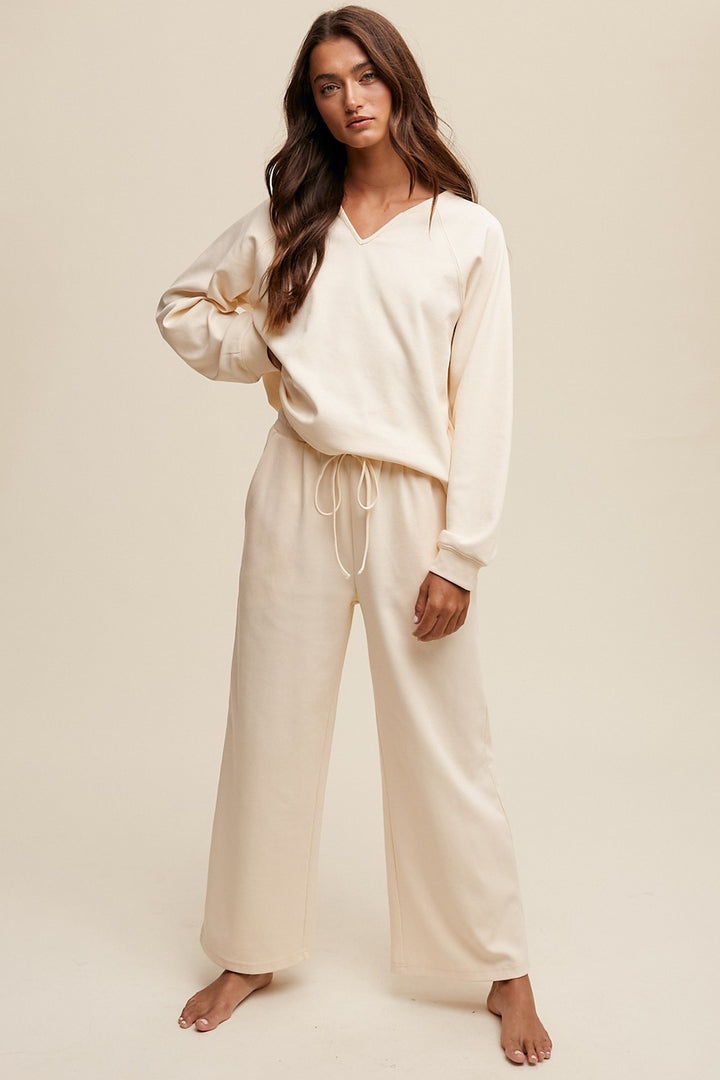 V Neck Sweatshirt & Pant Set