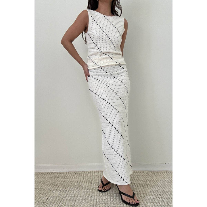 Crochet Knitted Top & Midi Skirt Set