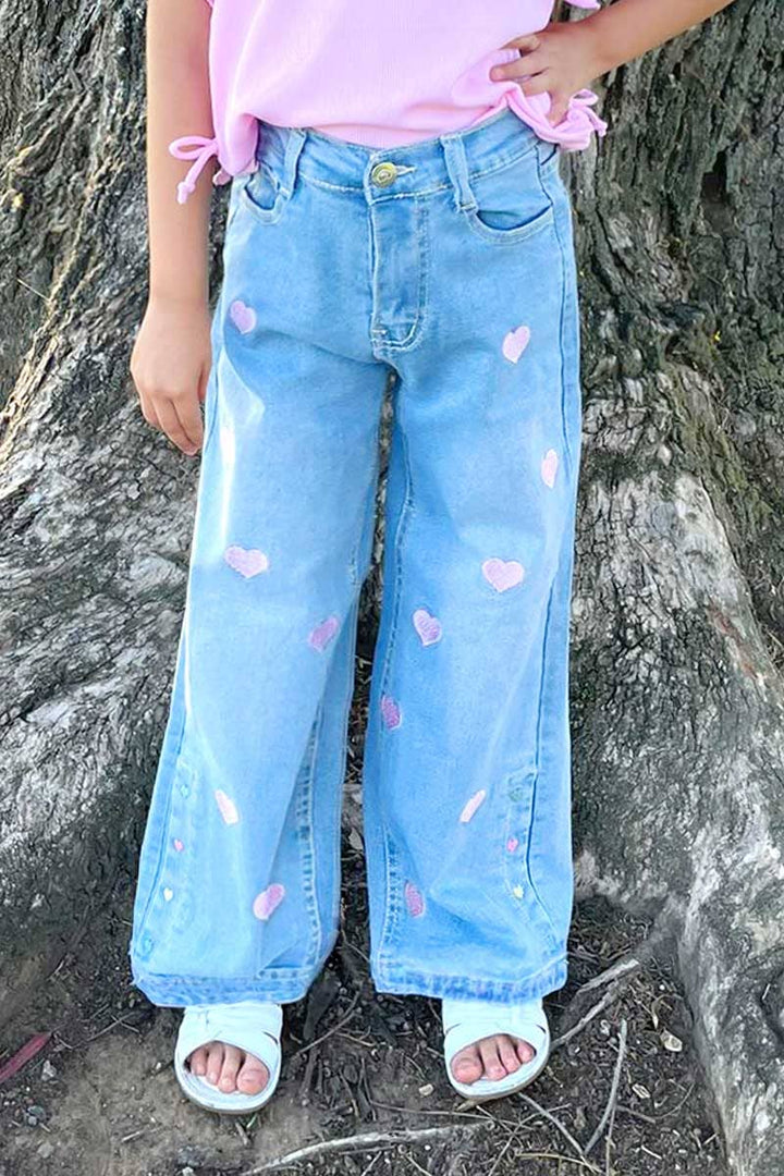 Relax Fit light  Jeans w/ Pink Hearts