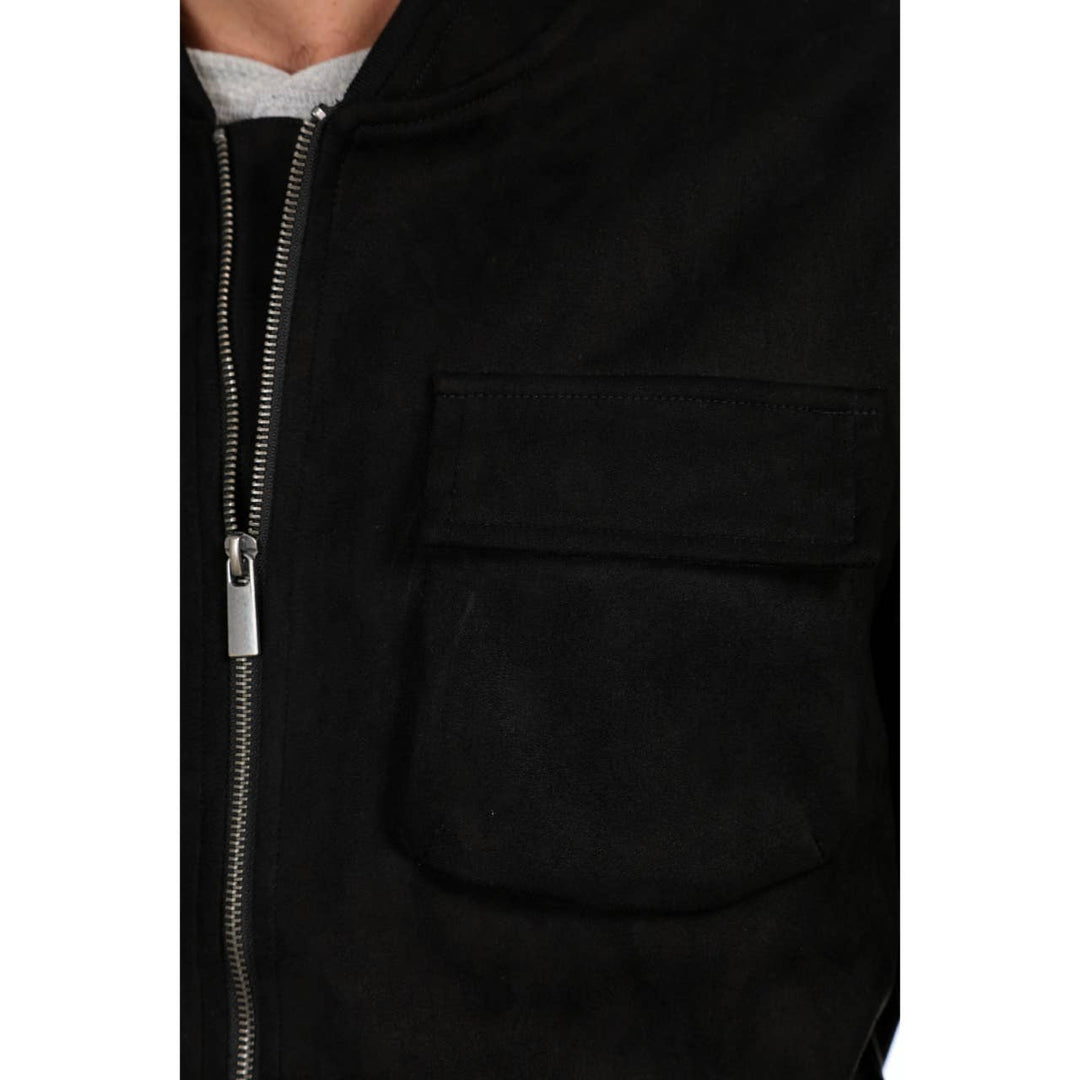 Austin Faux Suede Cargo Bomber Jacket