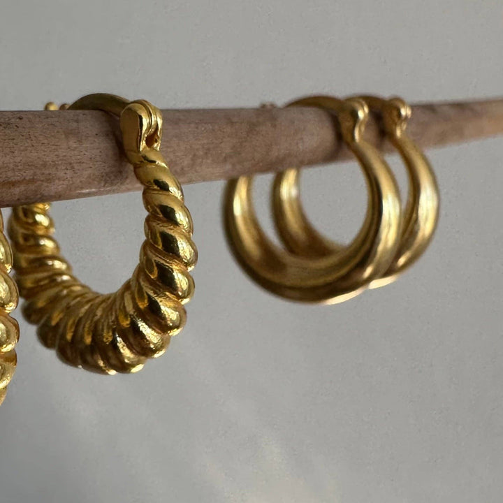 18K Gold Plate Brass Classic Hoops