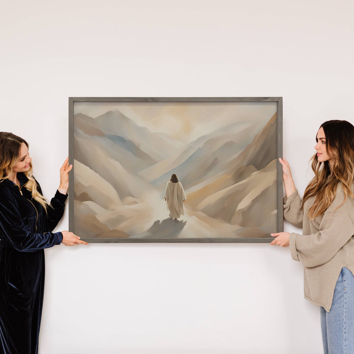 Jesus Christ in the Mountain Valley - Jesus Canvas Art  : 18x24" Large Canvas Art with Thick Wood Frame
