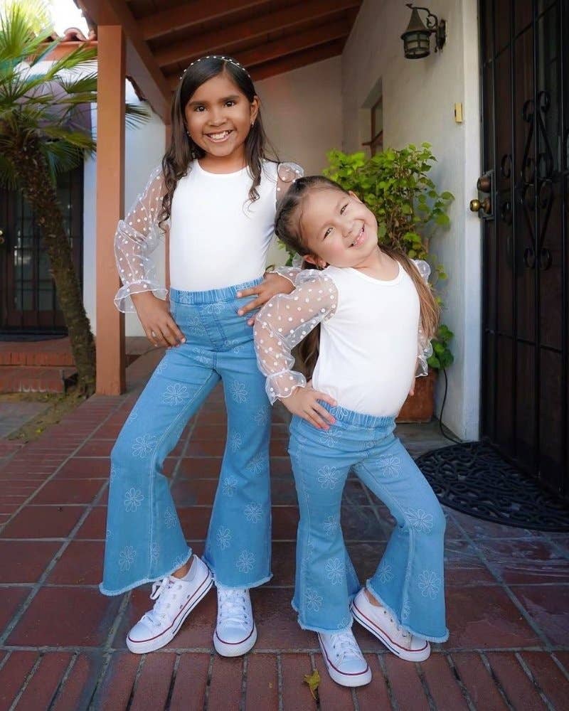 Floral Denim Bell Bottoms
