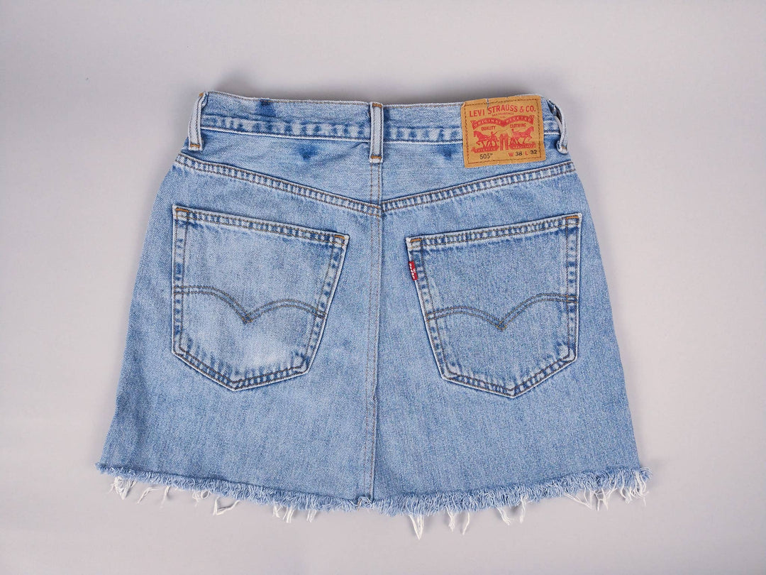 Mid-Rise Upcycled Denim Mini-Skirt