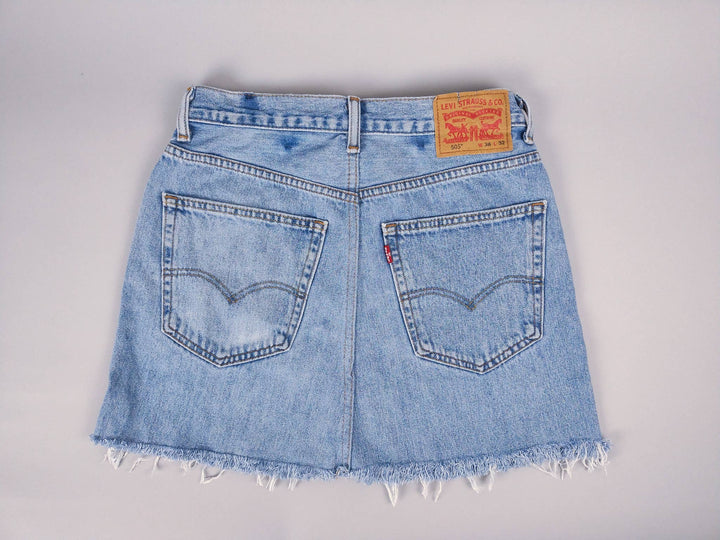 Mid-Rise Upcycled Denim Mini-Skirt