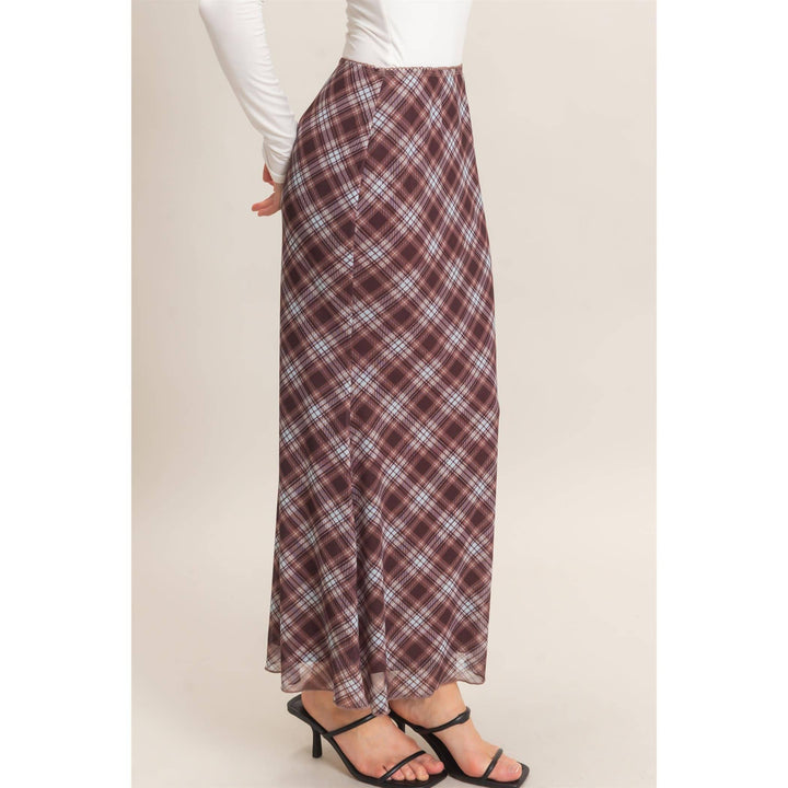 Plaid Mesh Maxi Skirt