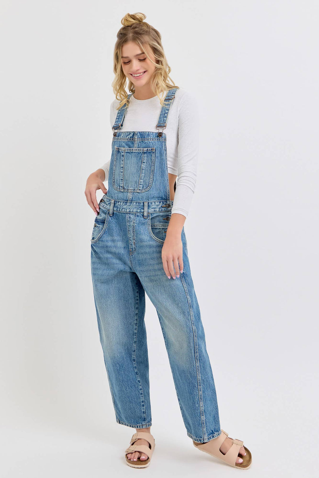 Mid Waisted Barrel Overalls
