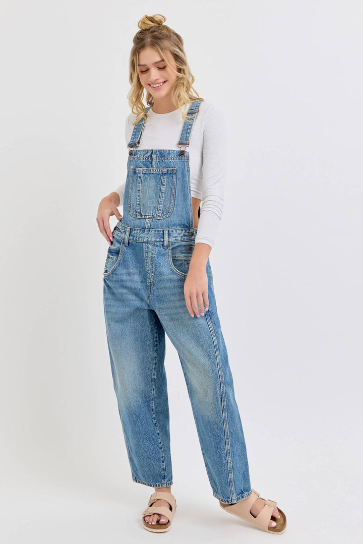 Mid Waisted Barrel Overalls