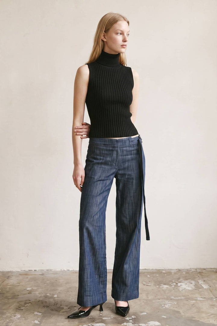 Wide Leg Denim w\ Belted Waist Strap