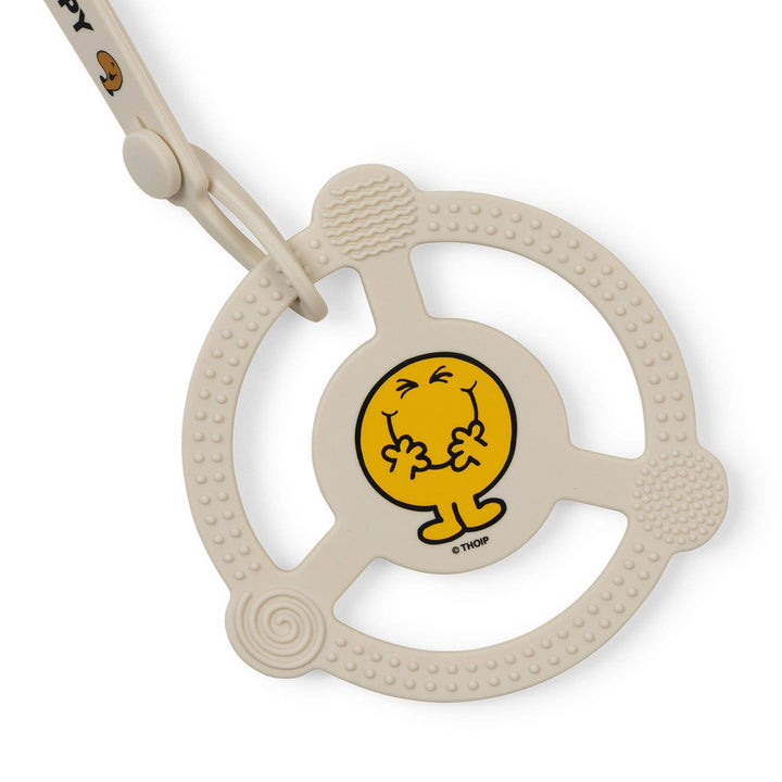 Silicone Teether Ring w Detachable Clip Mr. Happy
