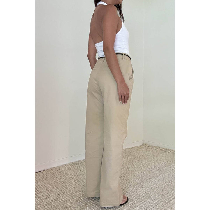 COTTON WIDE STRAIGHT LEG PANTS