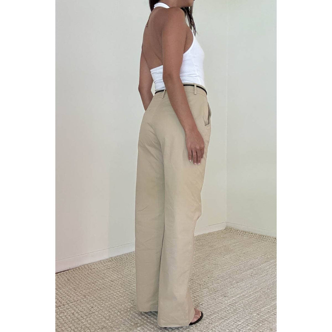 COTTON WIDE STRAIGHT LEG PANTS