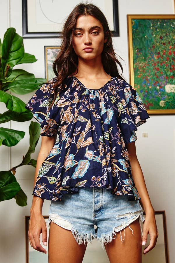 Open Back Pleated Woven Top
