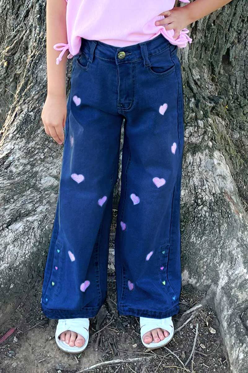 Relax Fit Jeans w/ Pink Hearts