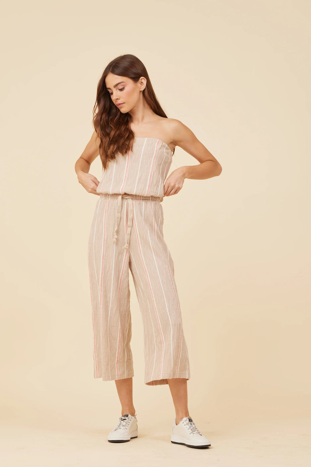 Stripped Textured Jumpsuit