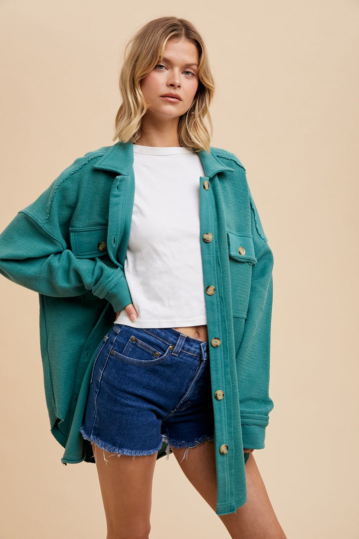 Collared Button Front Sweatshirt