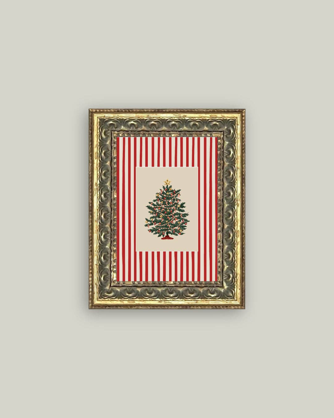 Peppermint Stripe Tree Framed Antique