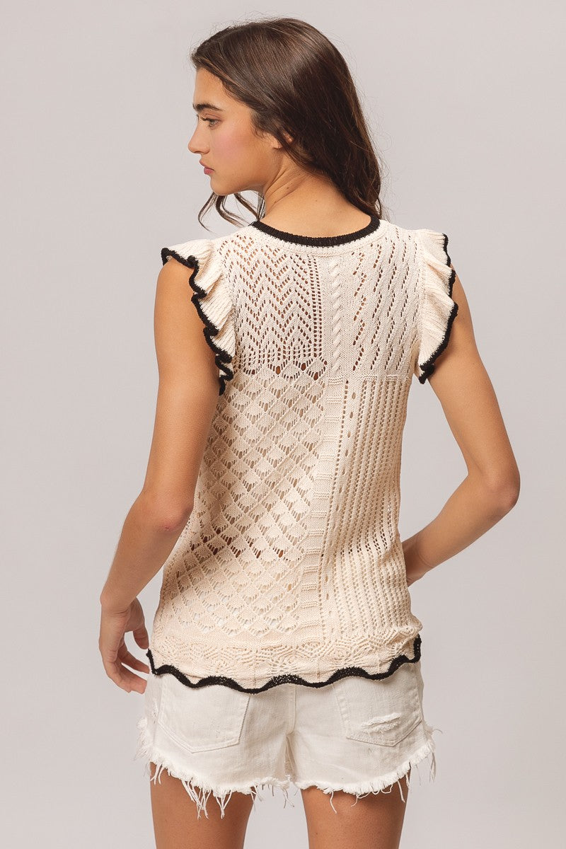 SWEATER W|CONTRAST EDGE