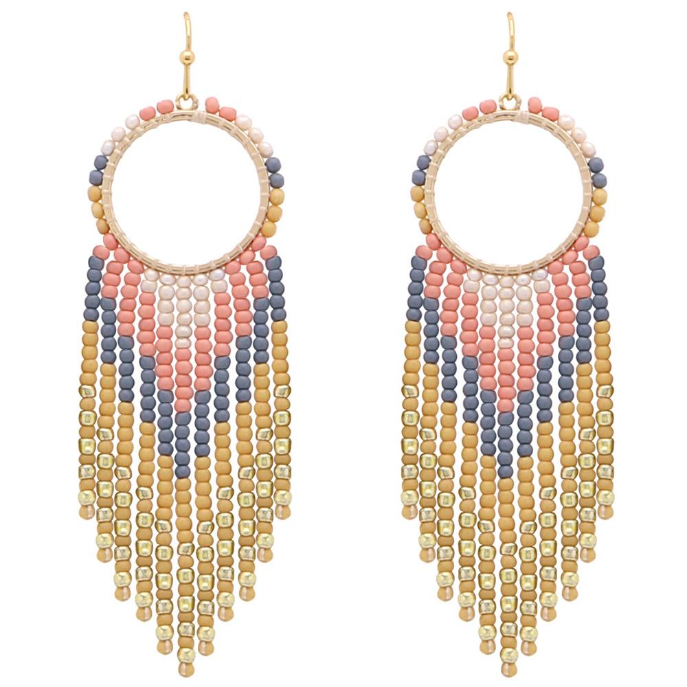 Seed Bead Tassle Earrings