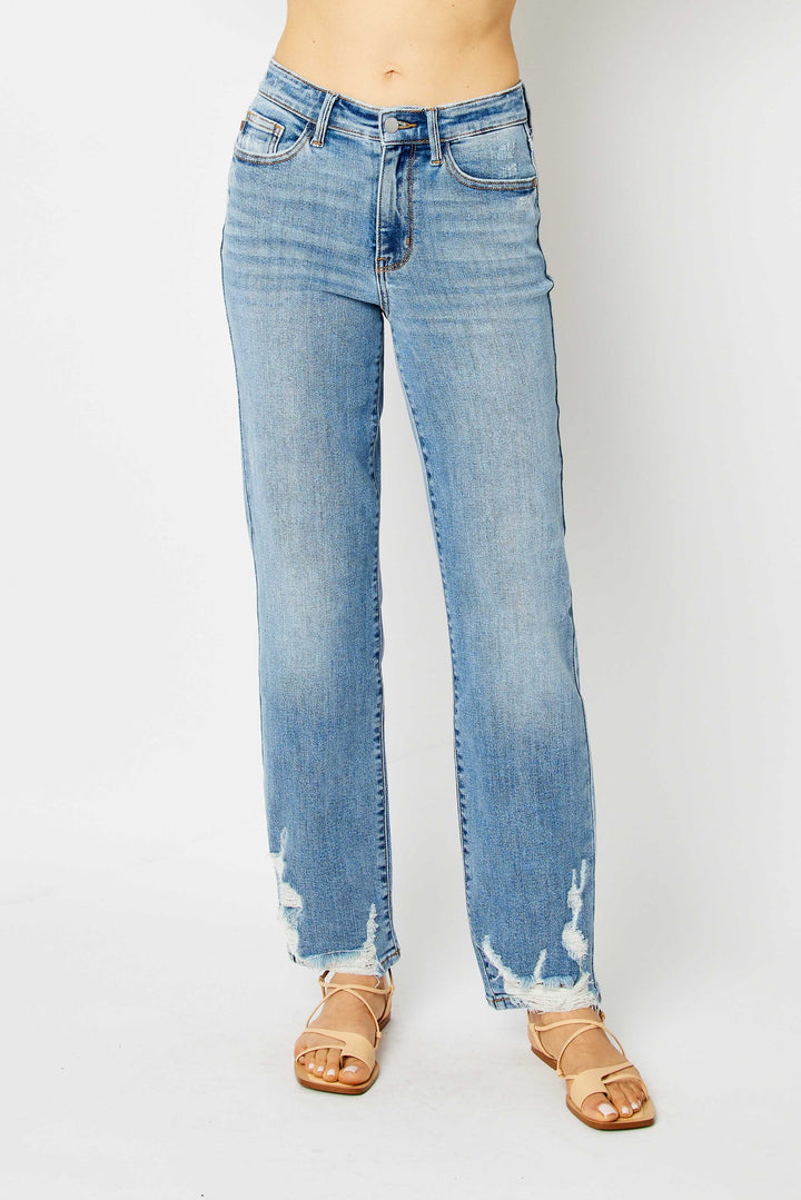 Straight W/ Heavy Destroy Jeans
