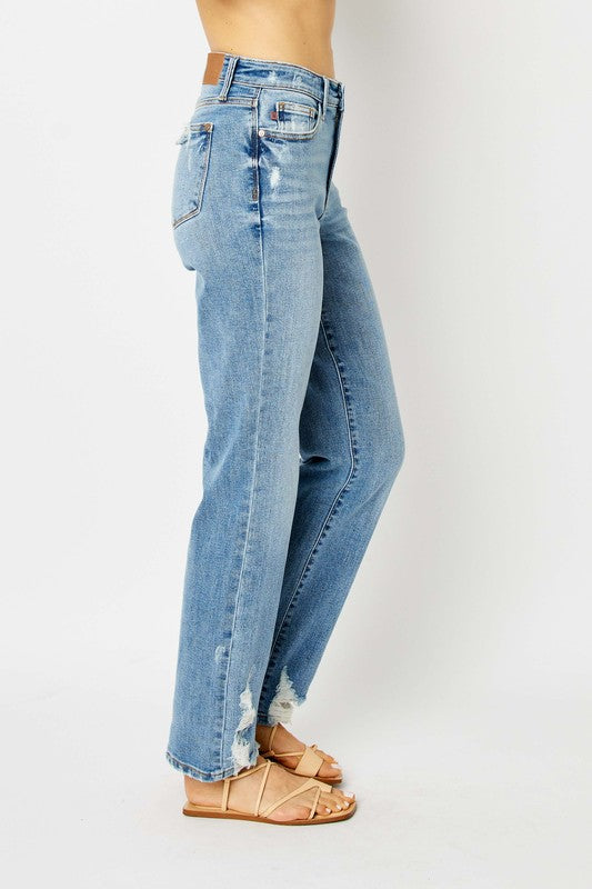 Straight W/ Heavy Destroy Jeans