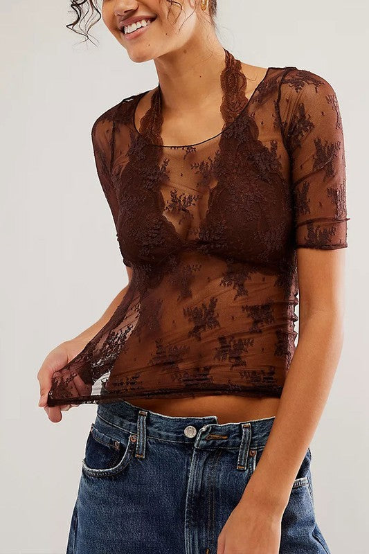 Floral Embroidered Lace Top