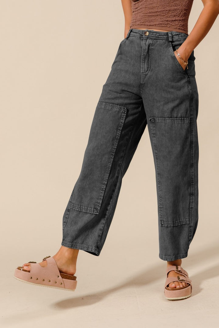 MID RISE BARREL JEANS
