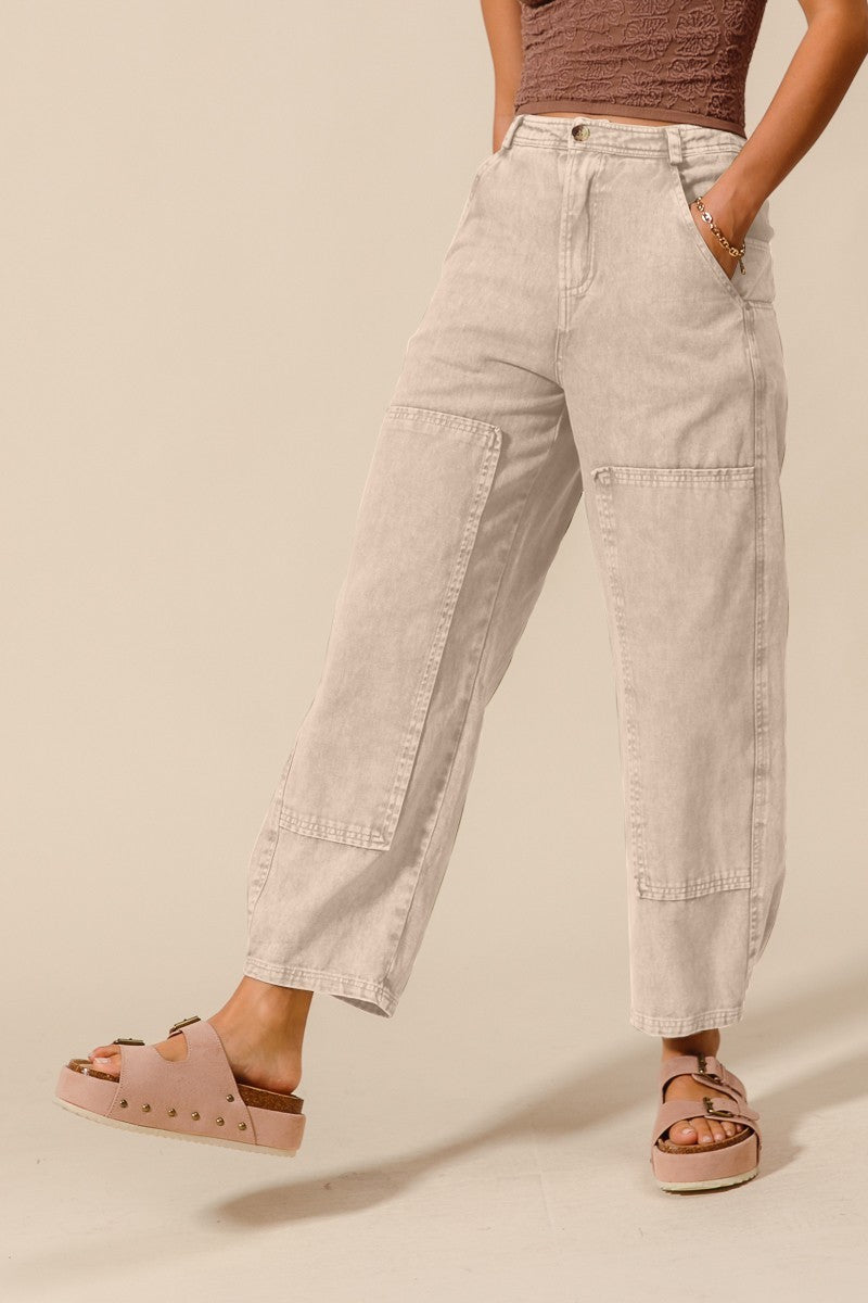 MID RISE BARREL JEANS