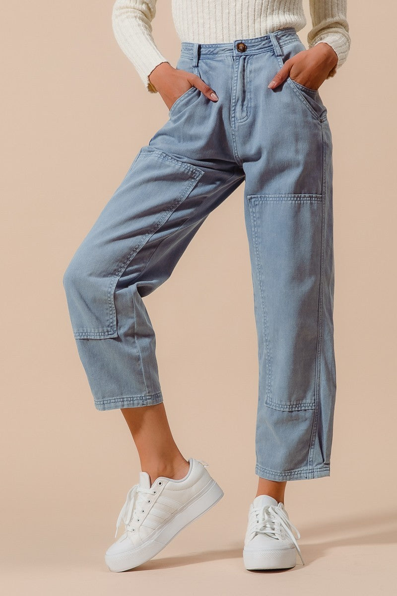 MID RISE BARREL JEANS