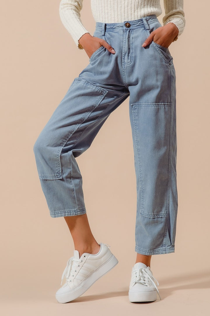 MID RISE BARREL JEANS