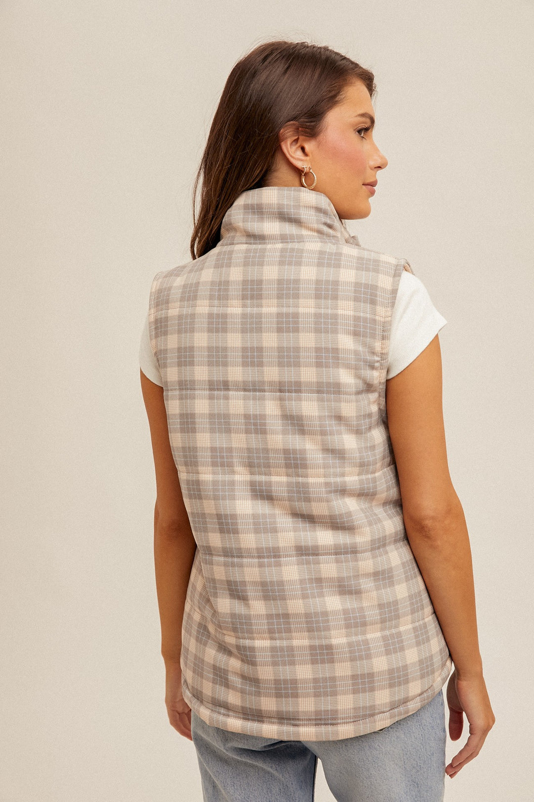 PLAID PUFFER VEST