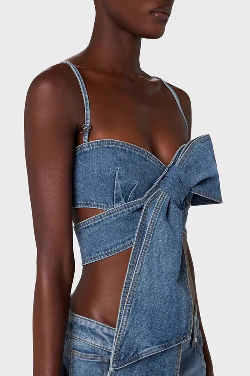 Big Bow Denim Top