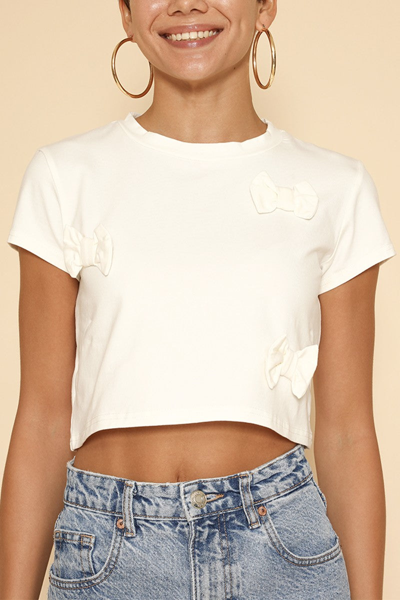 Cropped Bow T Shirt