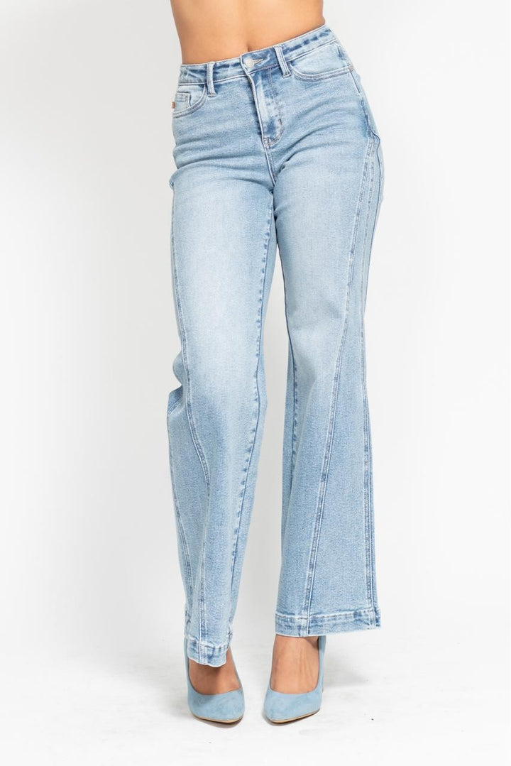 Side Seam Detail Retro Wide Jeans