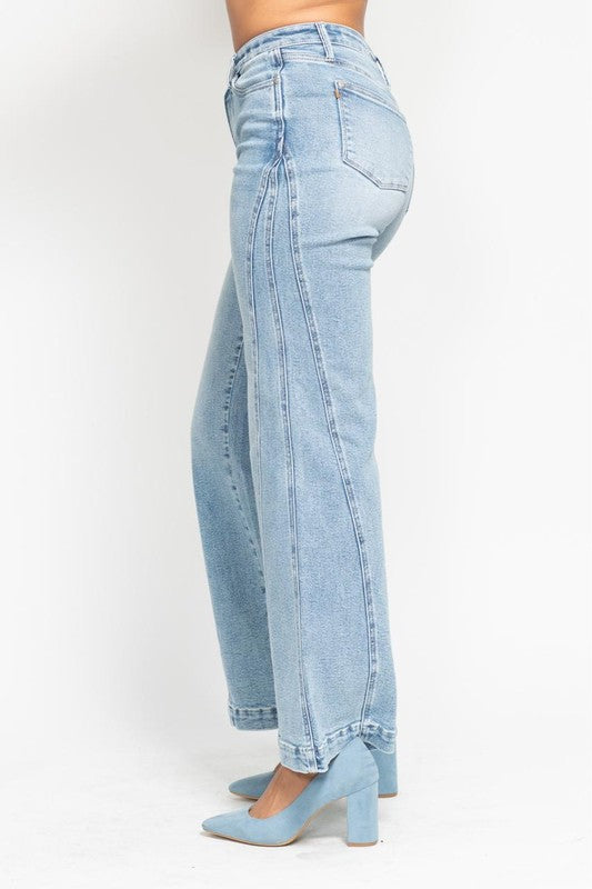 Side Seam Detail Retro Wide Jeans