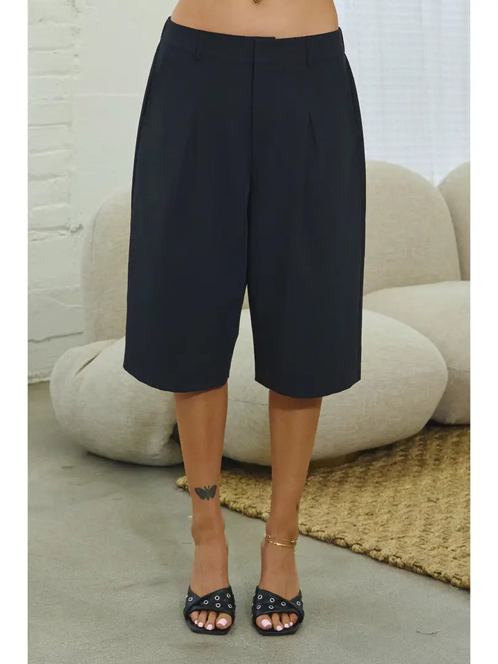Bermuda Shorts w/ Pintuck Detail