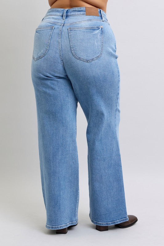 Curvy Vintage Wash Retro Wide Leg