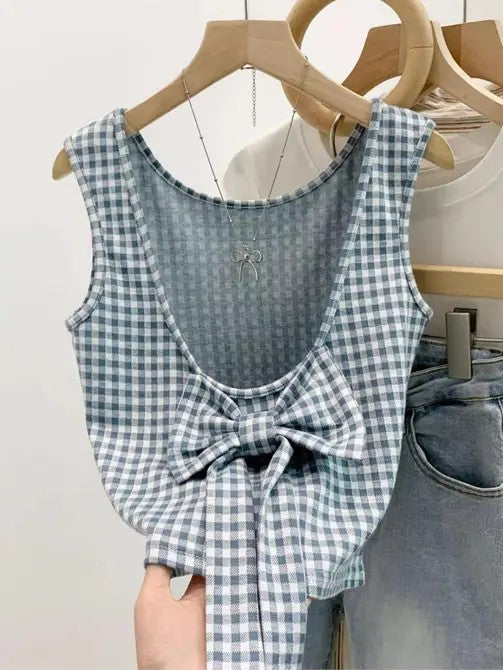 Gingham Bow-Tie Top