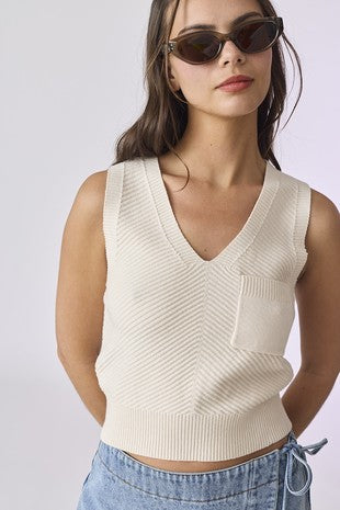 V-neck Front Pocket Tank Top