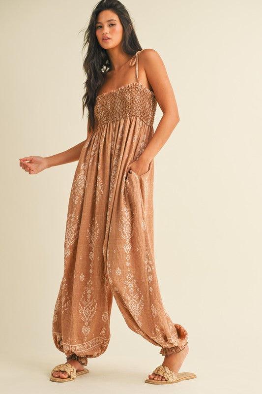 Tie Strap Balloon Jumpsuit