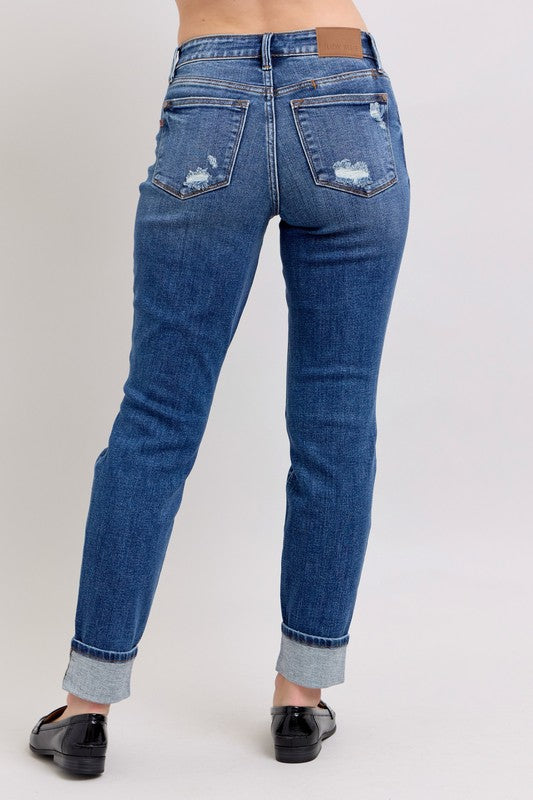 Midrise Cuff Boyfriend Jeans