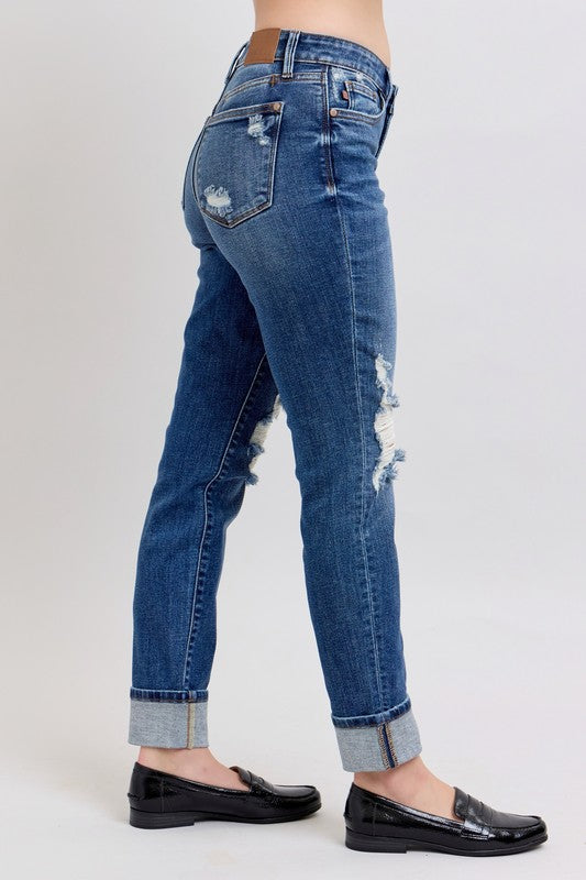Midrise Cuff Boyfriend Jeans