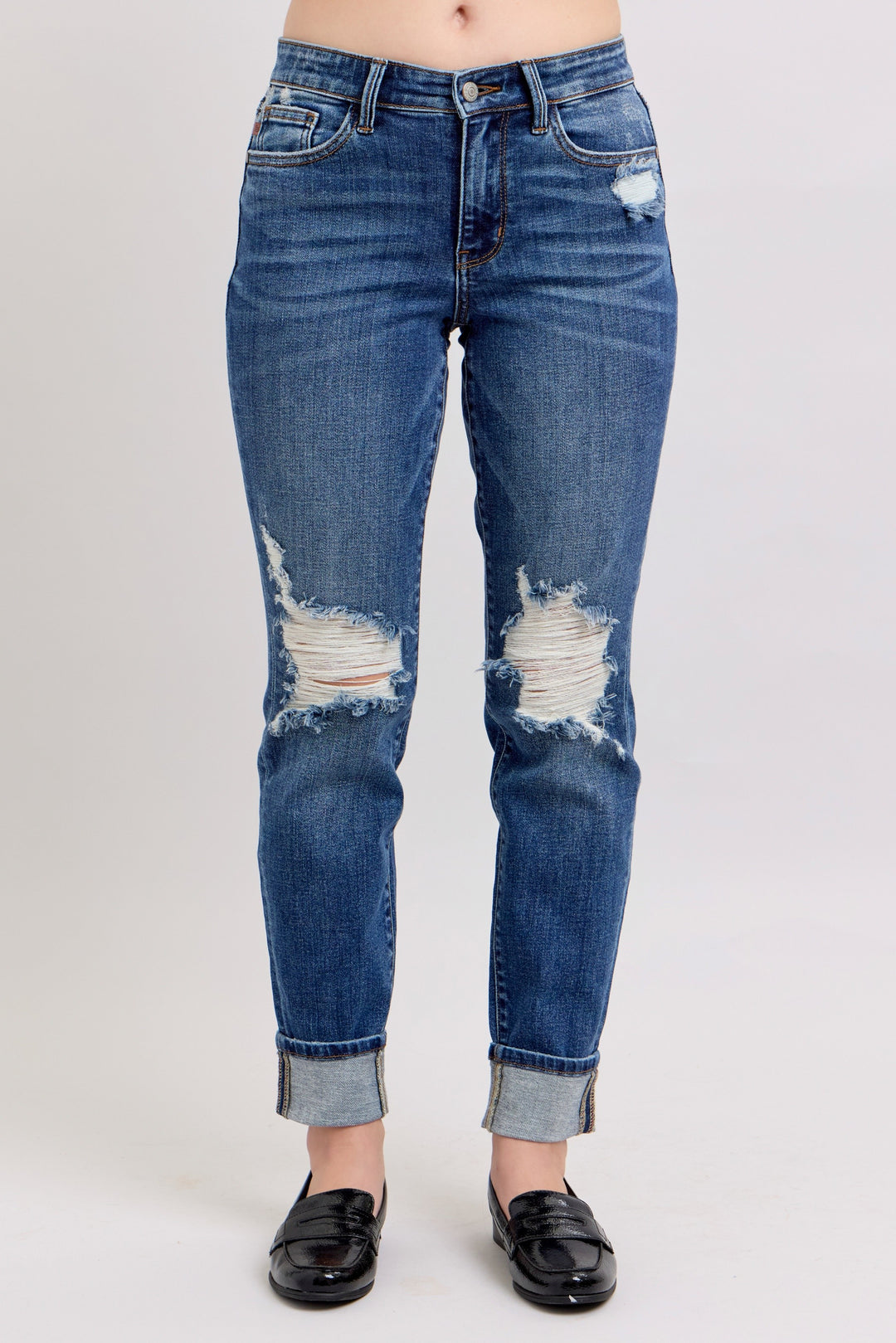 Midrise Cuff Boyfriend Jeans
