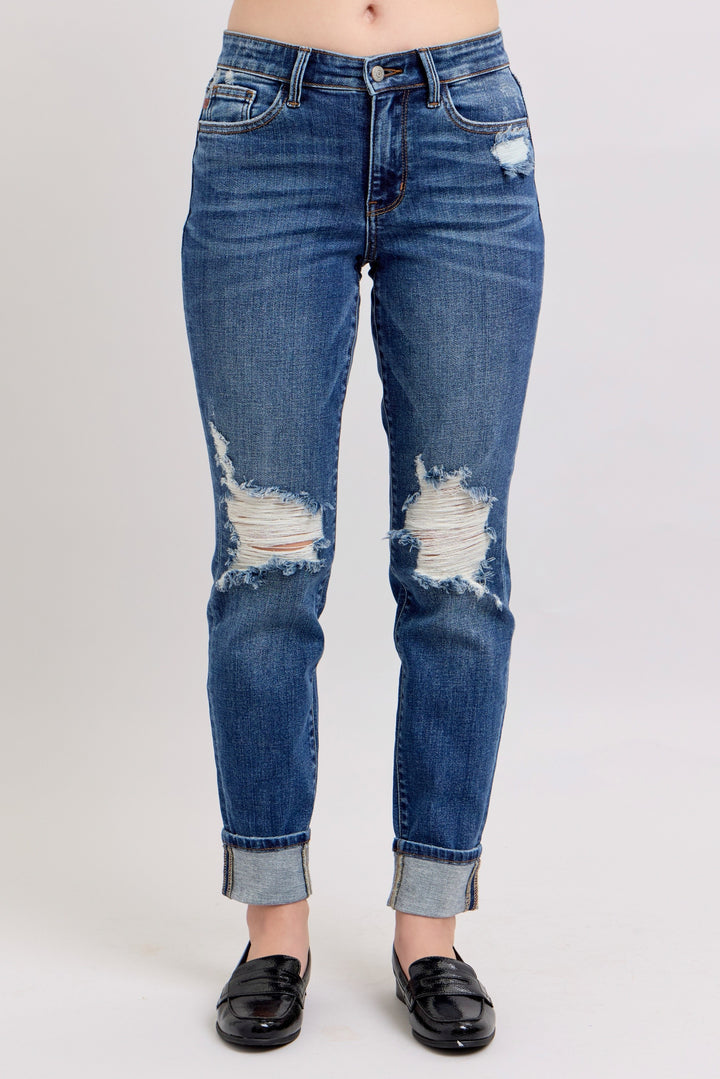 Midrise Cuff Boyfriend Jeans